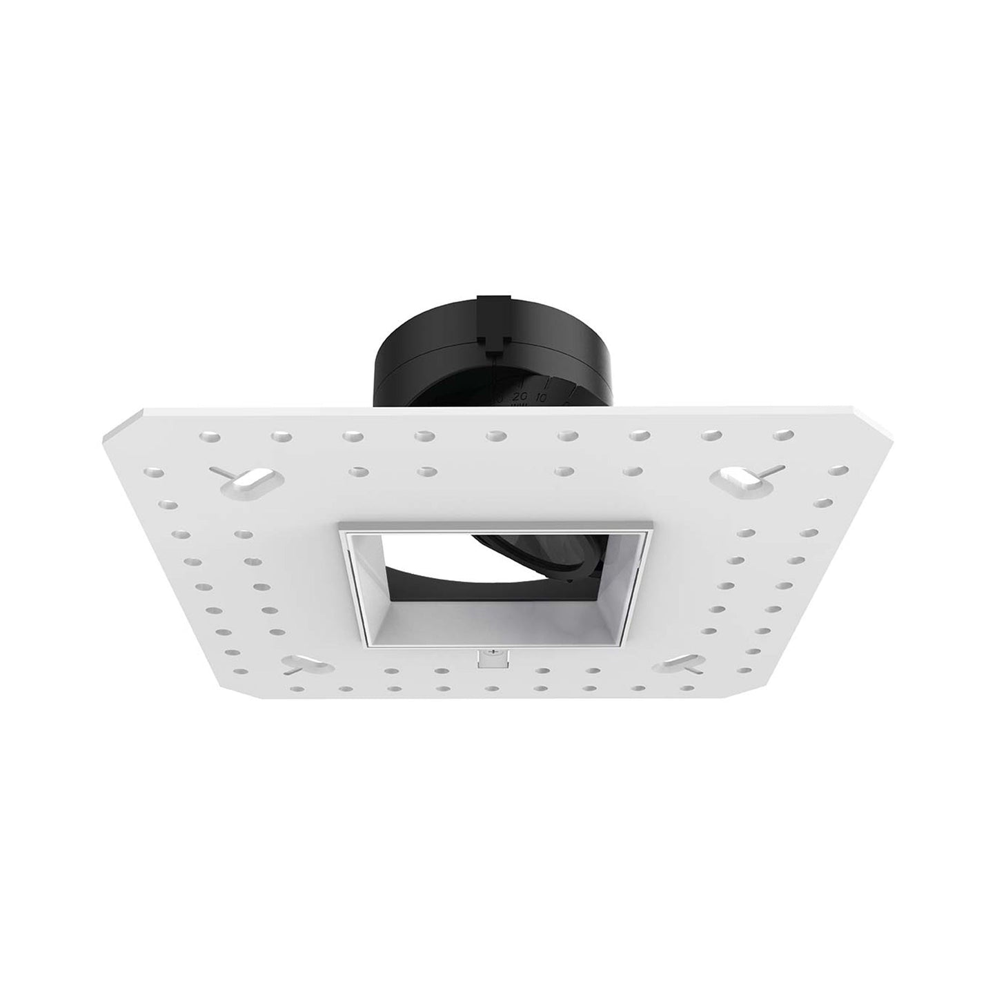 Aether 2 Inch Adjustable Trimless Square LED Recessed Trim in White.