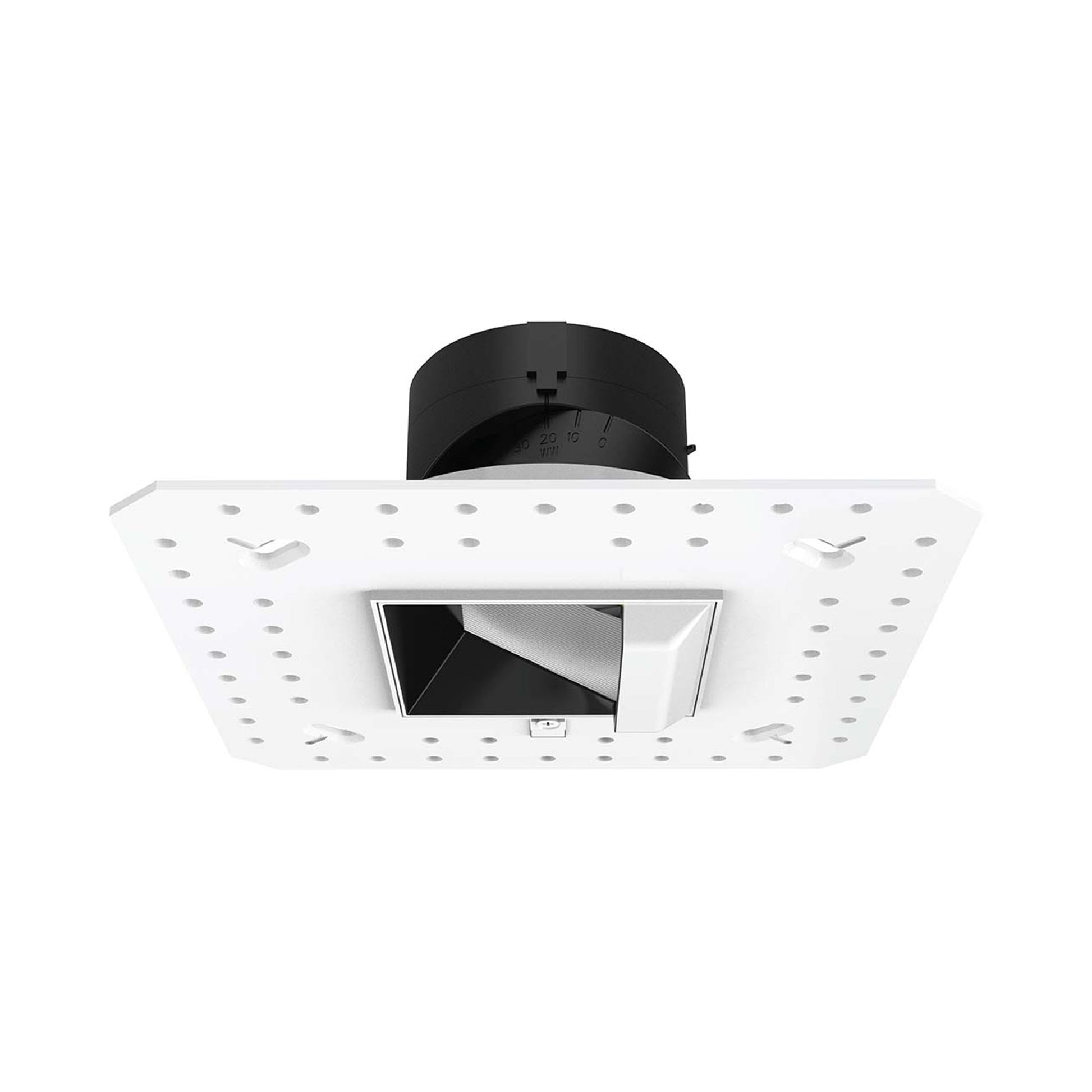 Aether 2 Inch Wall Wash Trimless Square LED Recessed Trim in Black/White.