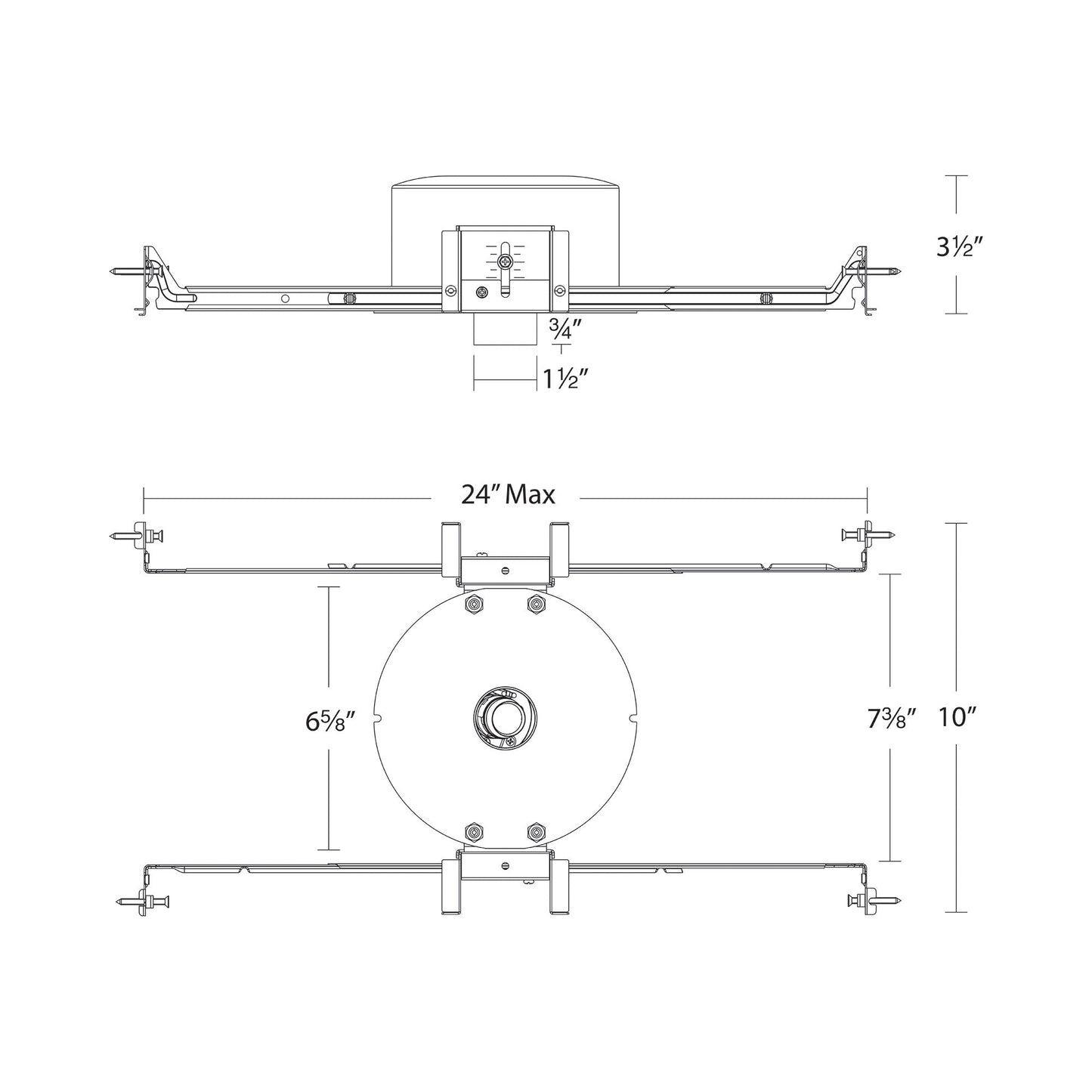 Aether Atomic Round Trimmed Adjustable LED Recessed Housing - line drawing.