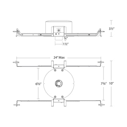 Aether Atomic Round Trimmed Adjustable LED Recessed Housing - line drawing.