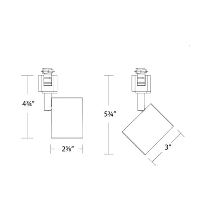 Charge LED Low Voltage Track Head - line drawing.