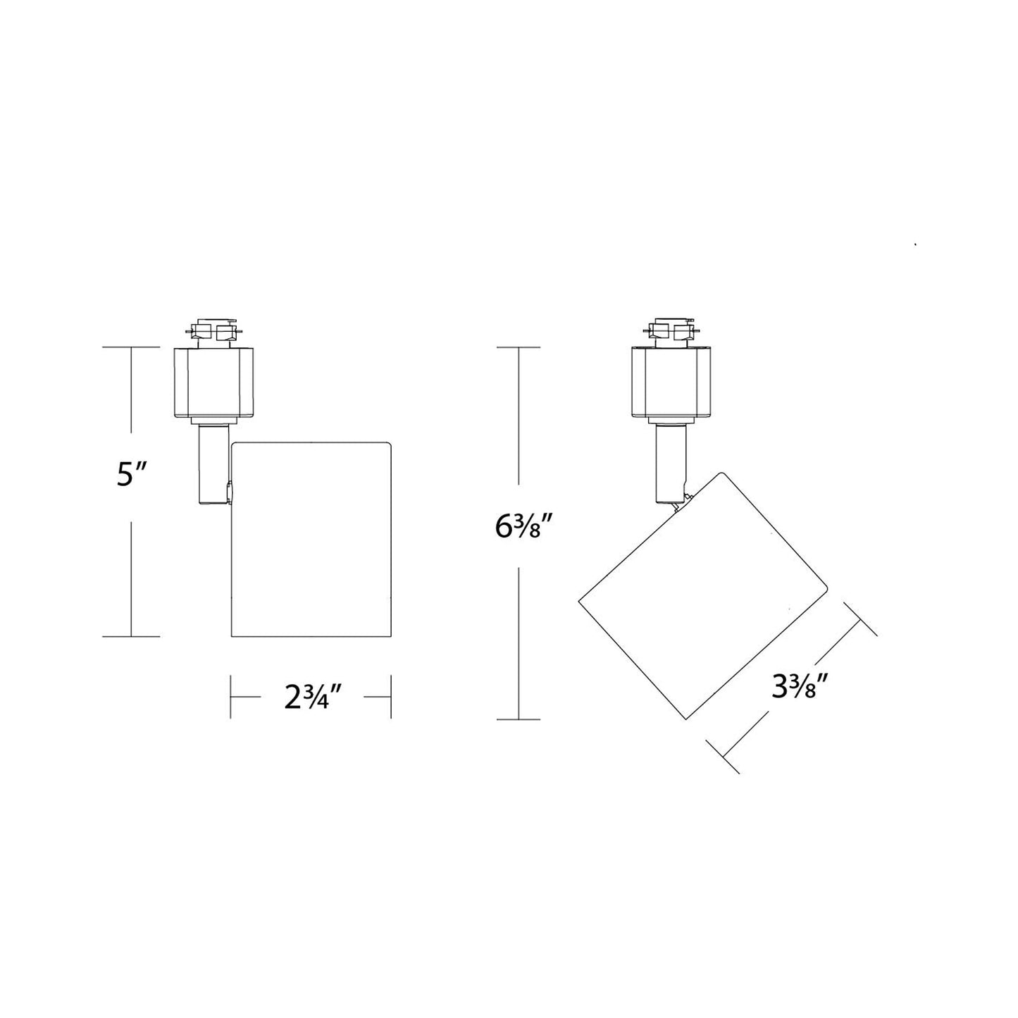 Charge LED Low Voltage Track Head - line drawing.