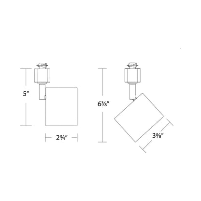 Charge LED Low Voltage Track Head - line drawing.