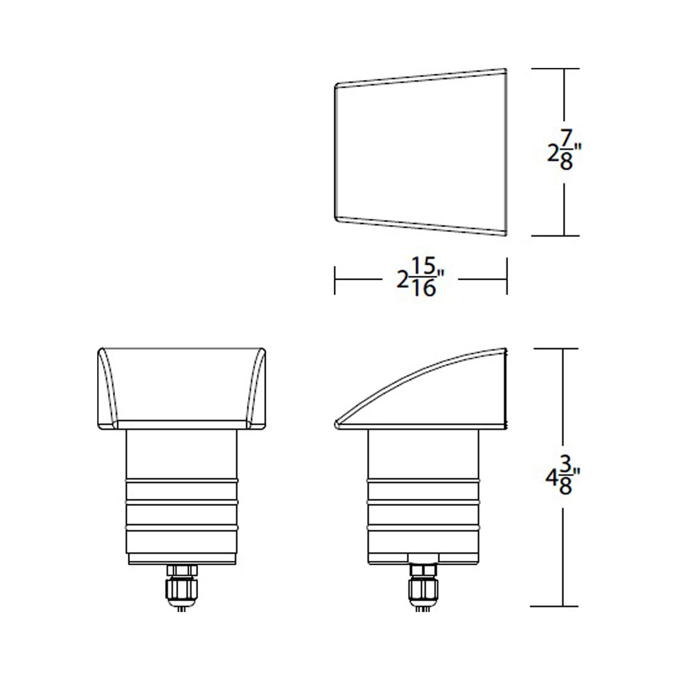 Colorscaping Hood Outdoor LED Step Light - line drawing.