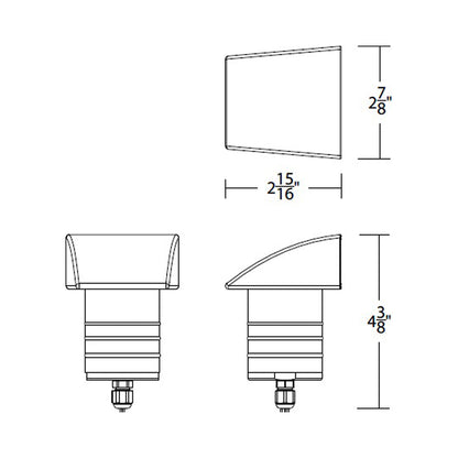 Colorscaping Hood Outdoor LED Step Light - line drawing.
