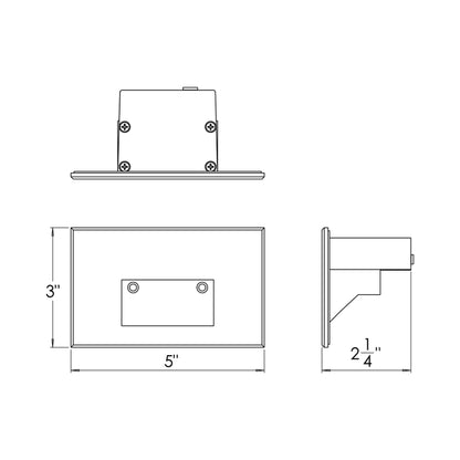 Colorscaping Horizontal Outdoor LED Step Light - line drawing.