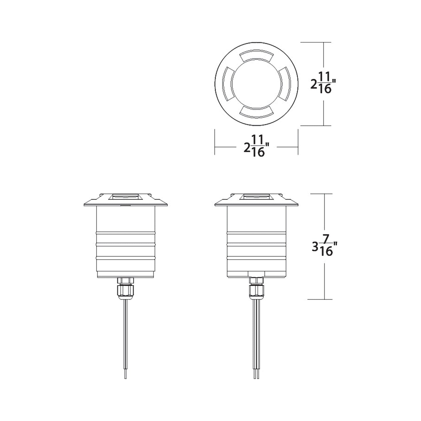 Colorscaping Quad-Directional Outdoor LED Step Light - line drawing.