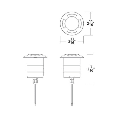 Colorscaping Quad-Directional Outdoor LED Step Light - line drawing.