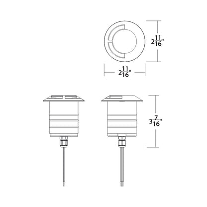 Colorscaping Single-Directional Outdoor LED Step Light - line drawing.