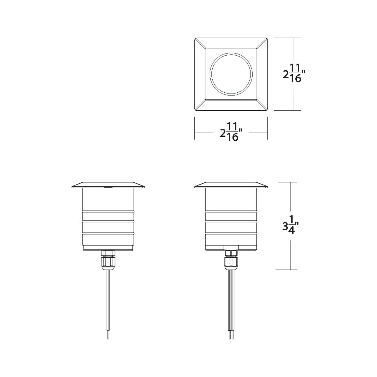 Colorscaping Square Outdoor LED Step Light - line drawing.