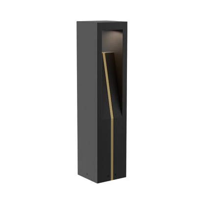 Cubical Outdoor LED Path Light in Black on Aluminum.