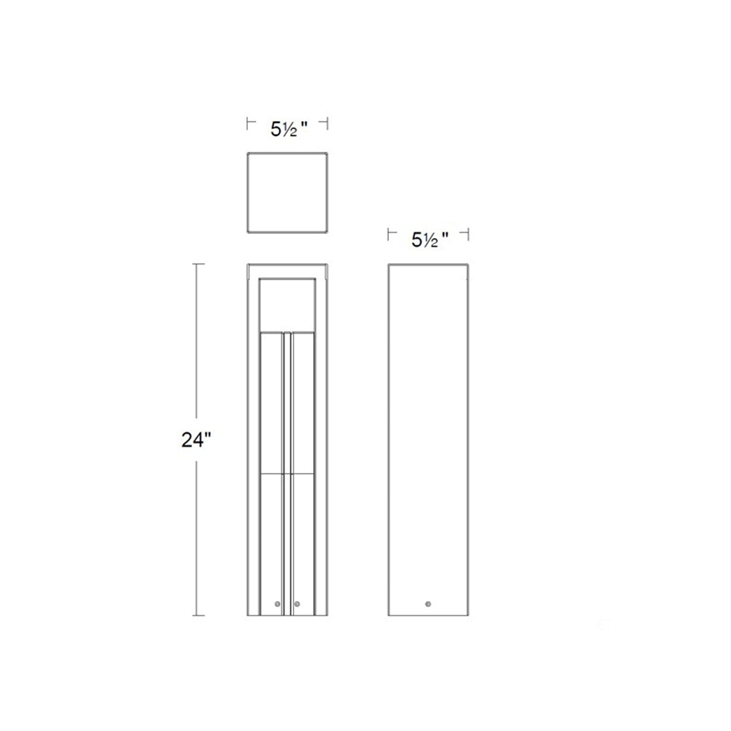 Cubical Outdoor LED Path Light - line drawing.