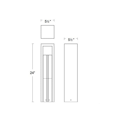 Cubical Outdoor LED Path Light - line drawing.