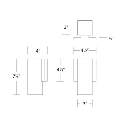Cubix Outdoor LED Wall Light - line drawing.