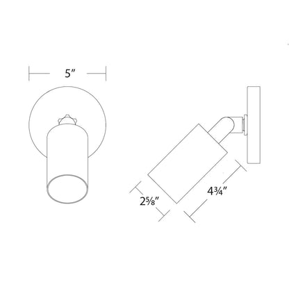 Cylinder Outdoor LED Ceiling / Wall Light -line drawing.