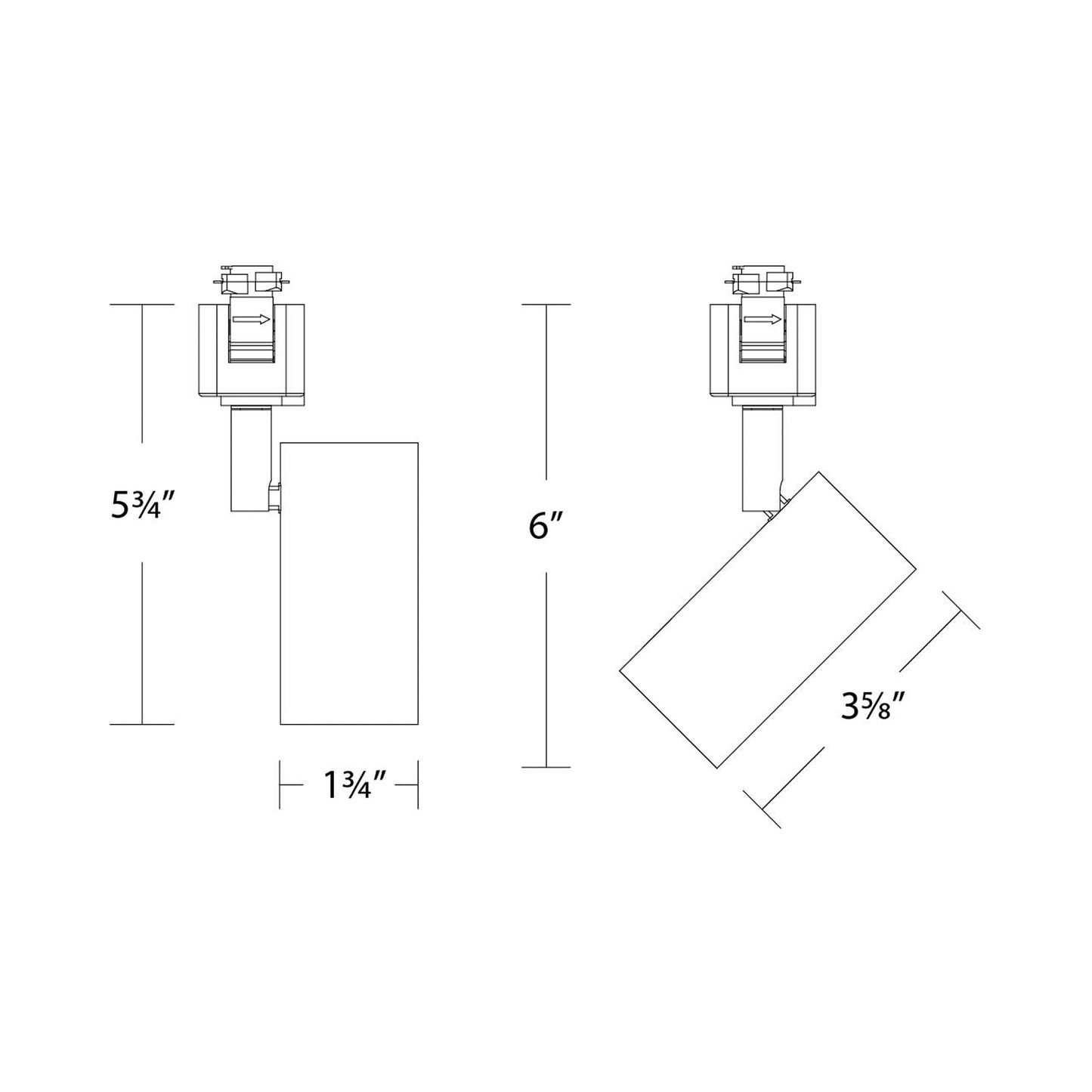 Cyn LED Track Head - line drawing.