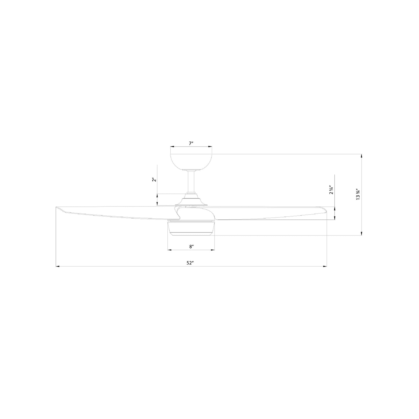 Ferris LED Ceiling Fan - line drawing.