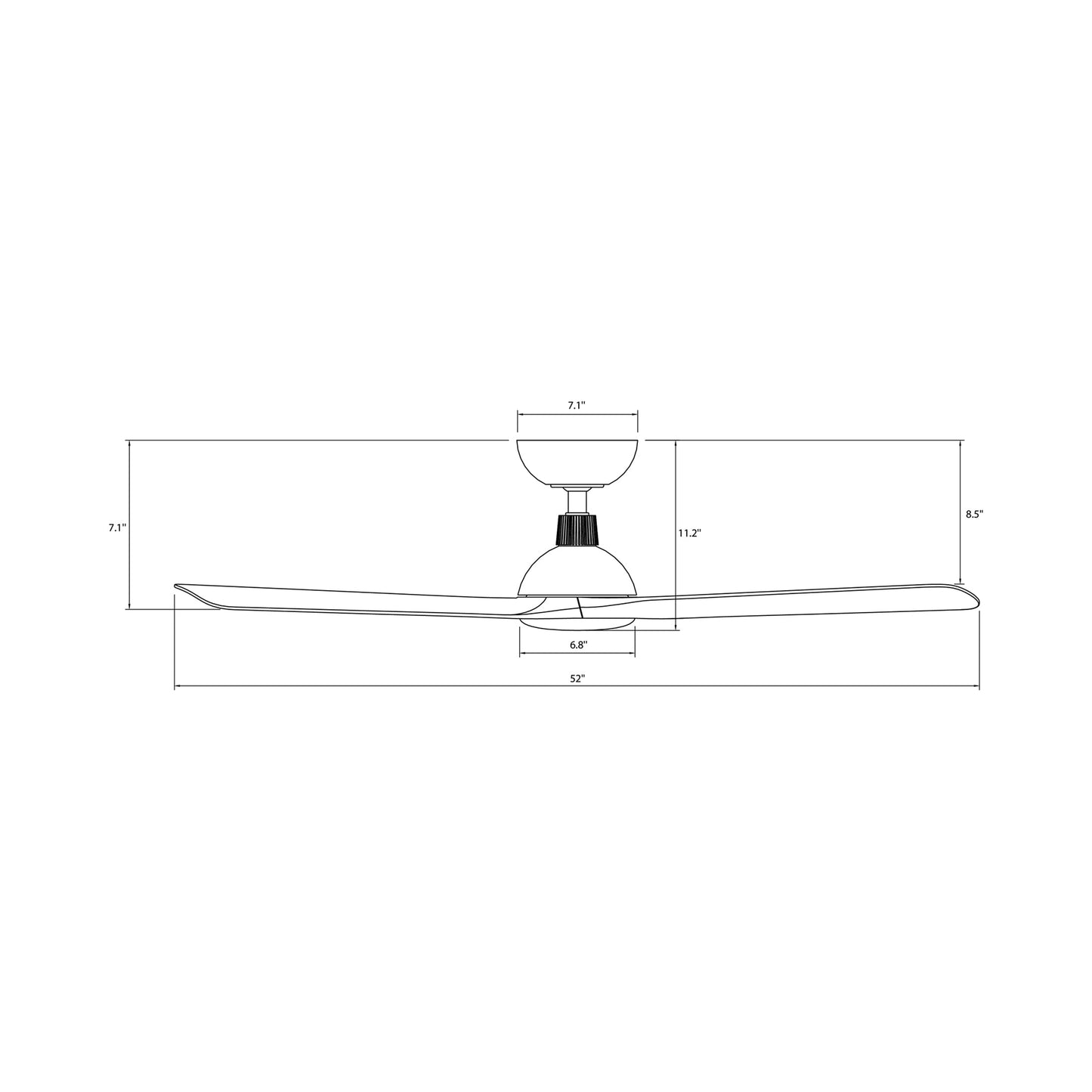 Gage LED Ceiling Fan - line drawing.
