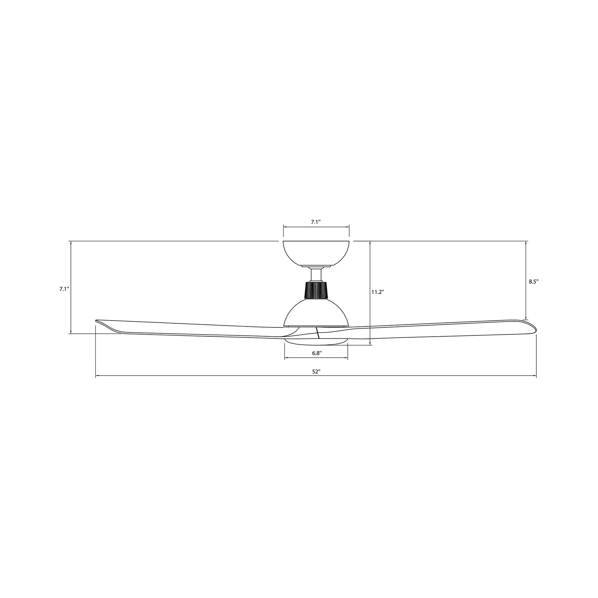 Gage LED Ceiling Fan - line drawing.