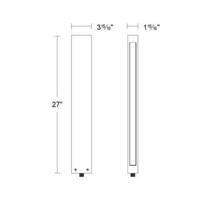 Hilyne Outdoor LED Path Light - line drawing.