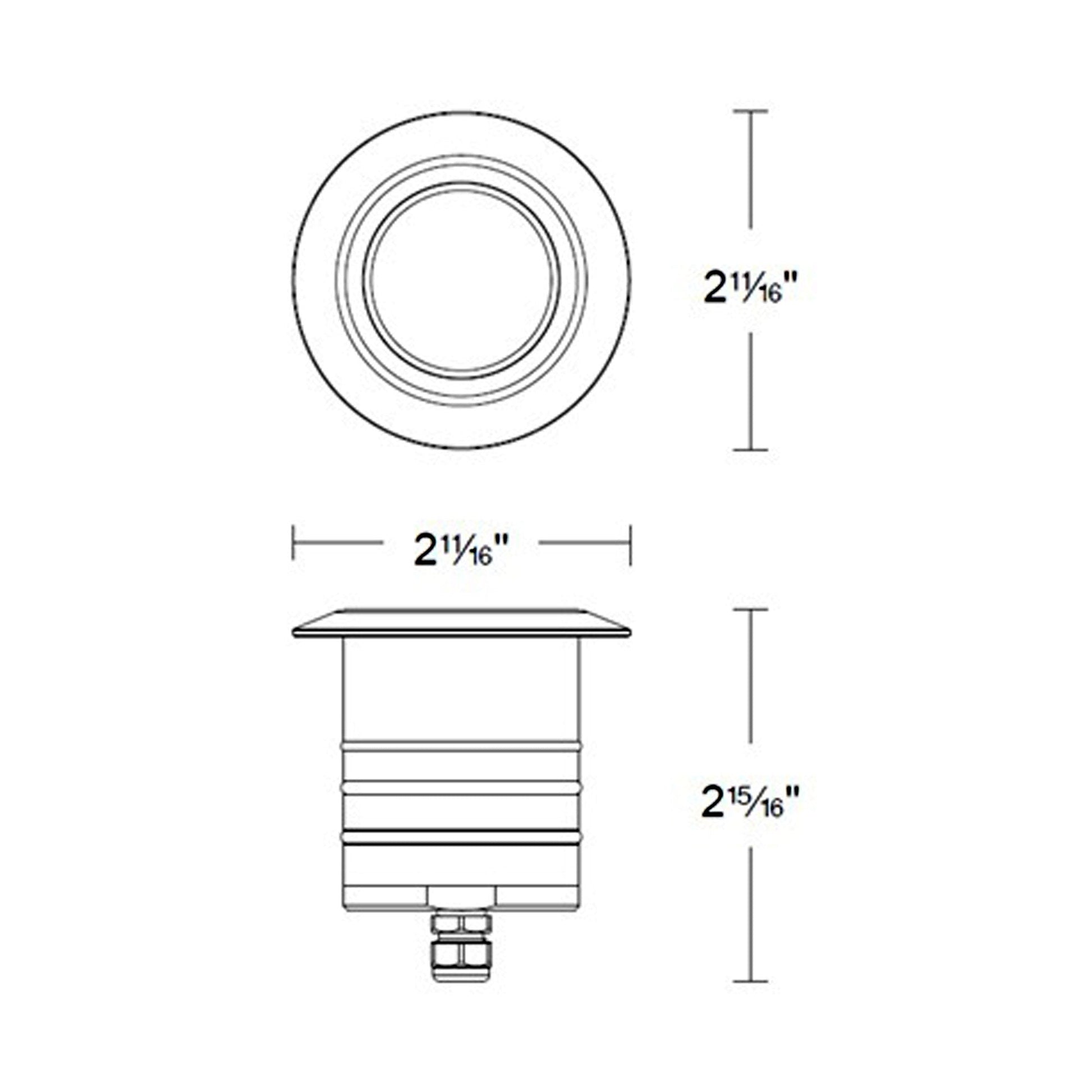 Indicator Round Outdoor LED Inground Light - line drawing.