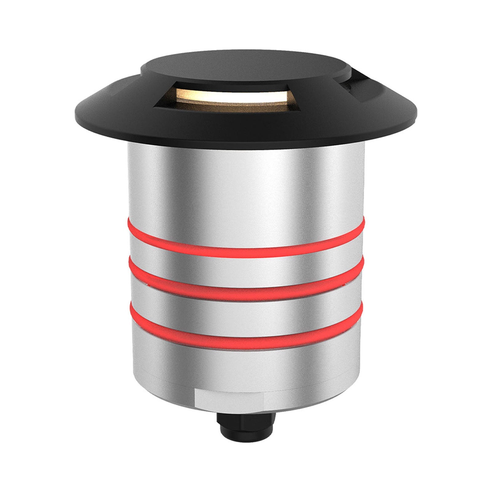 Indicator Round Quad Directional Outdoor LED Inground Light in Black.