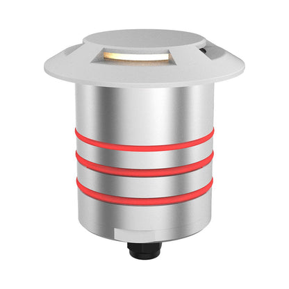 Indicator Round Quad Directional Outdoor LED Inground Light in White.