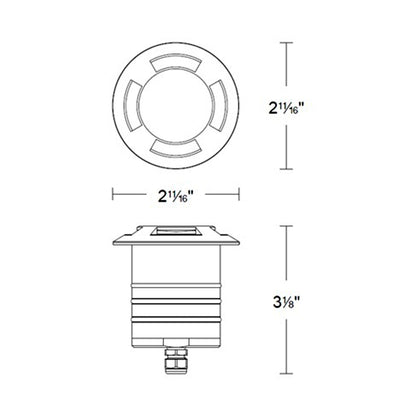 Indicator Round Quad Directional Outdoor LED Inground Light - line drawing.
