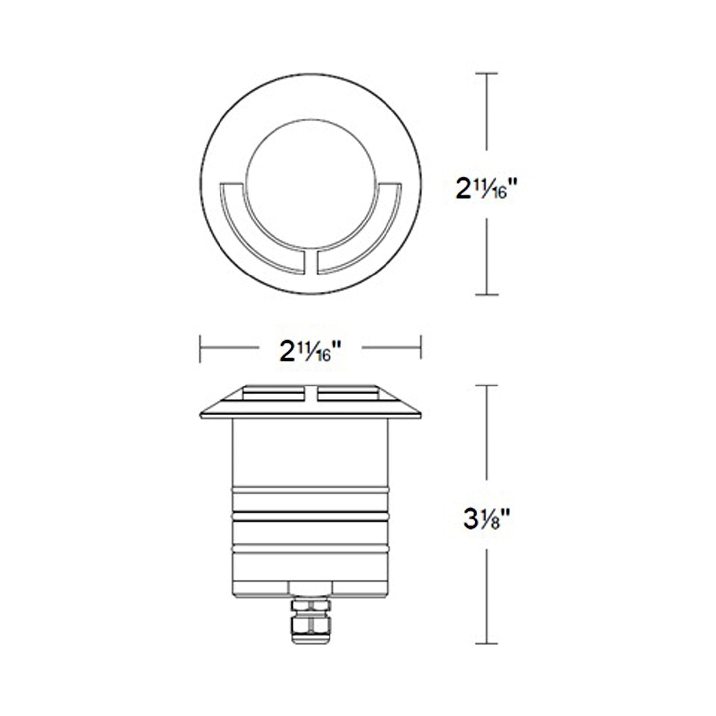 Indicator Round Single Directional Outdoor LED Inground Light - line drawing.