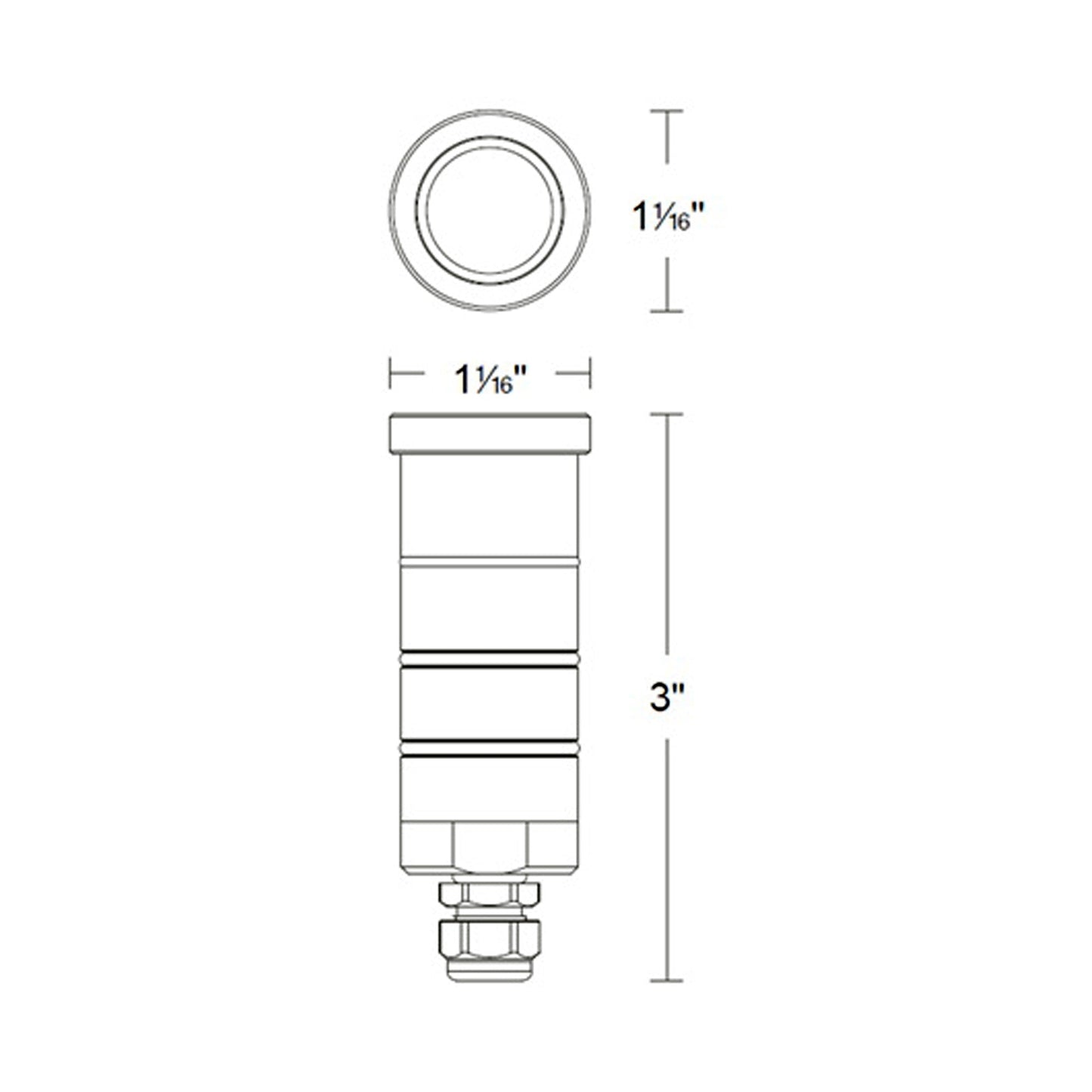 Indicator Round Slim Outdoor LED Inground Light - line drawing.