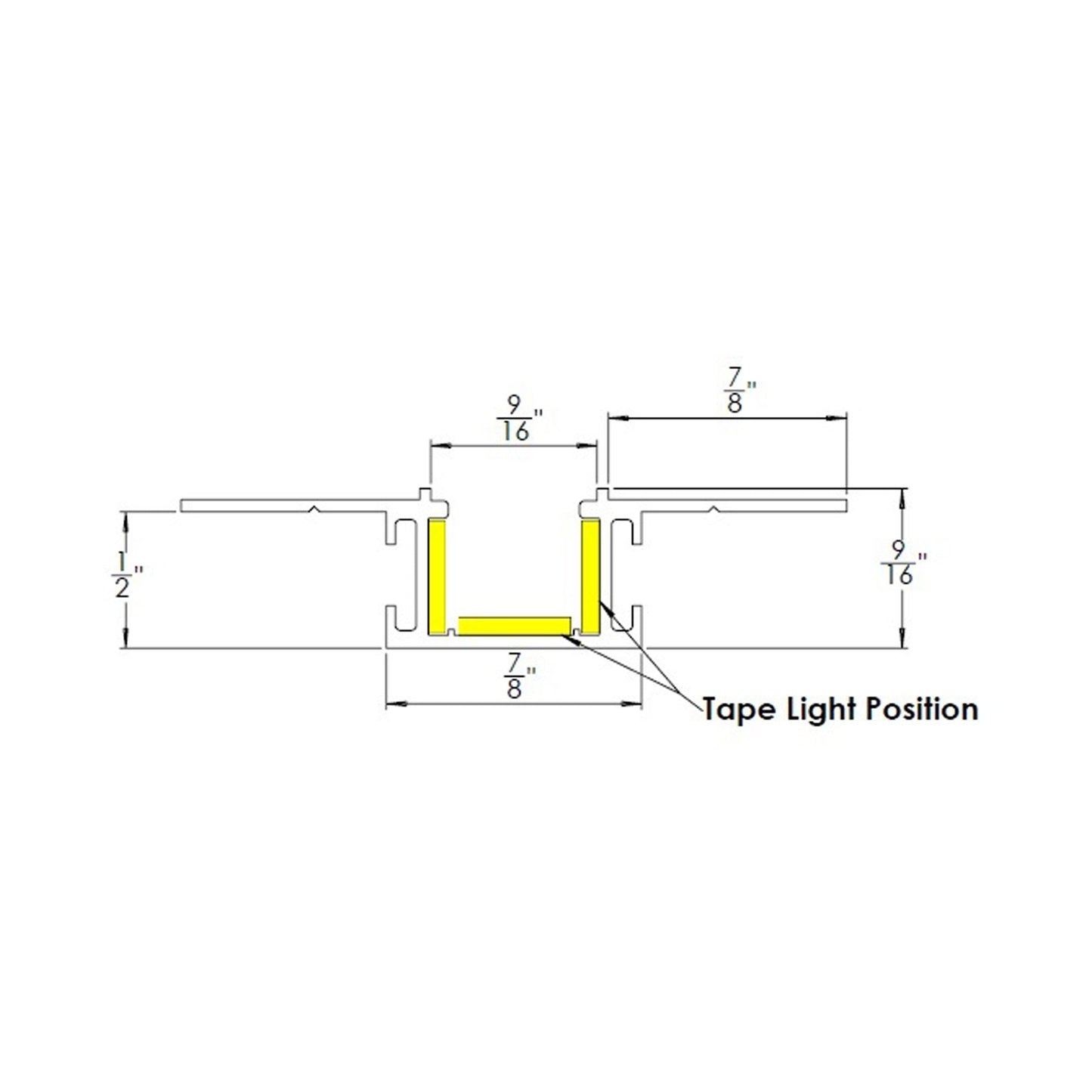 InvisiLED Recessed Mounted Mud-In Channel - line drawing.