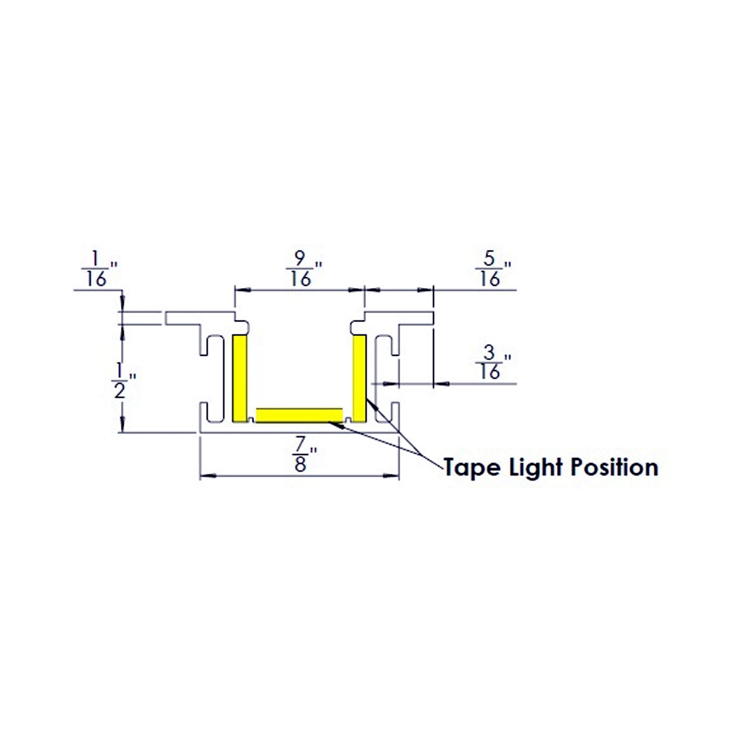 InvisiLED Recessed Mounted Trim Channel - line drawing.