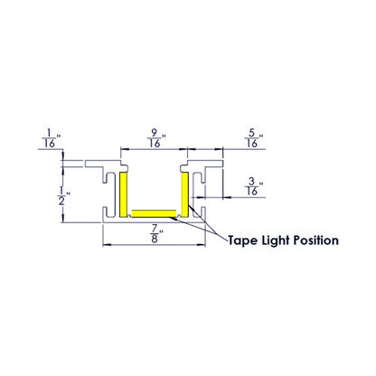 InvisiLED Recessed Mounted Trim Channel - line drawing.