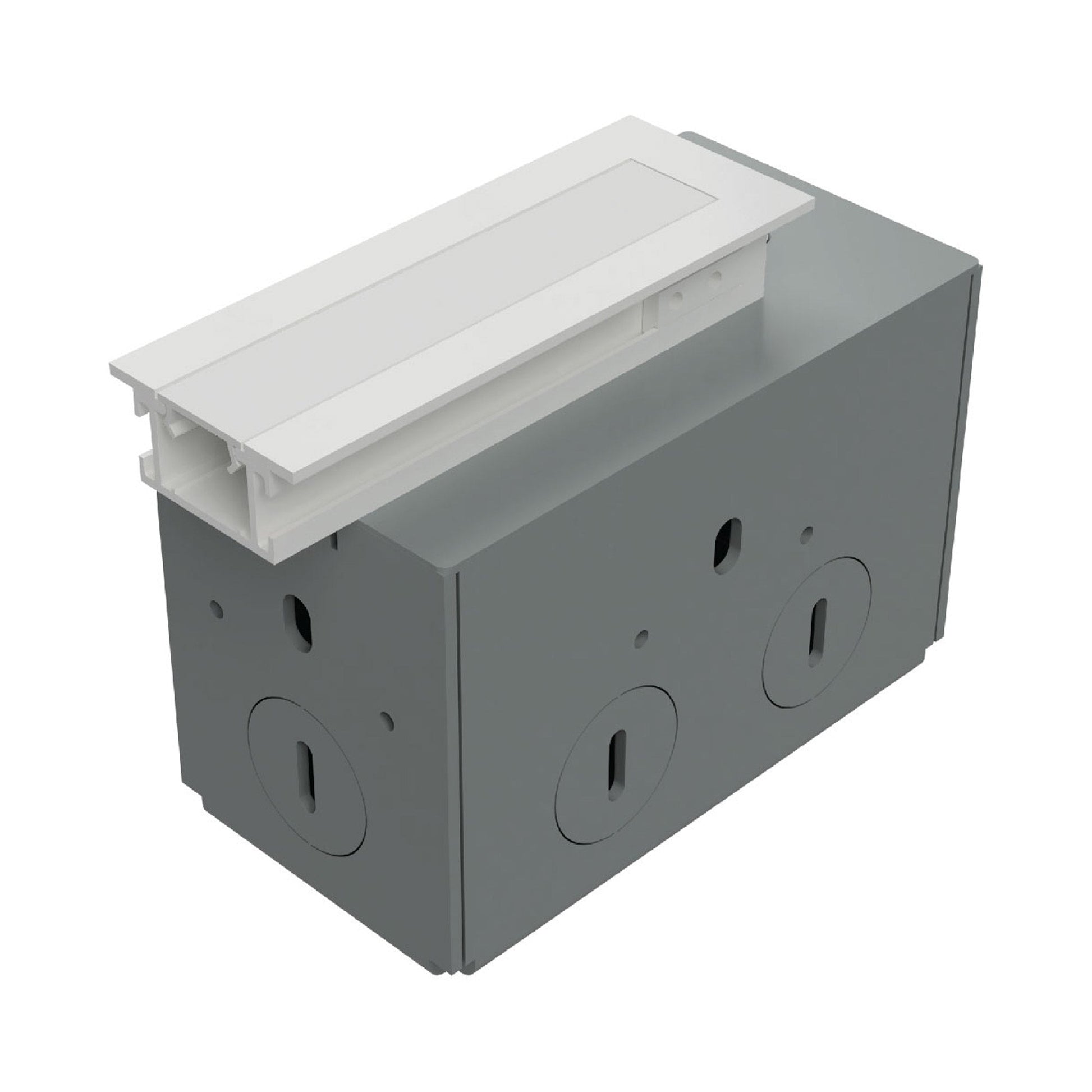 InvisiLED Recessed Mounted Trim Channel Wiring Box in White.