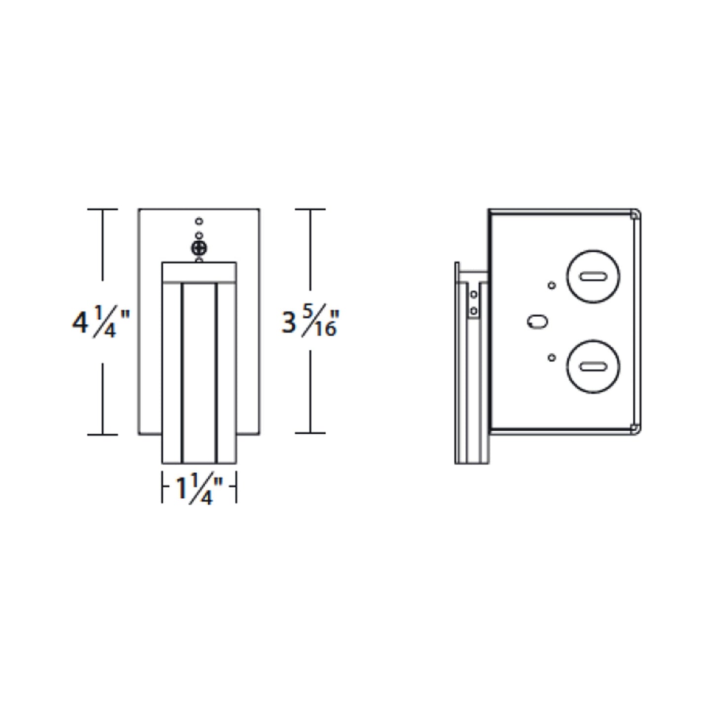 InvisiLED Recessed Mounted Trim Channel Wiring Box - line drawing.