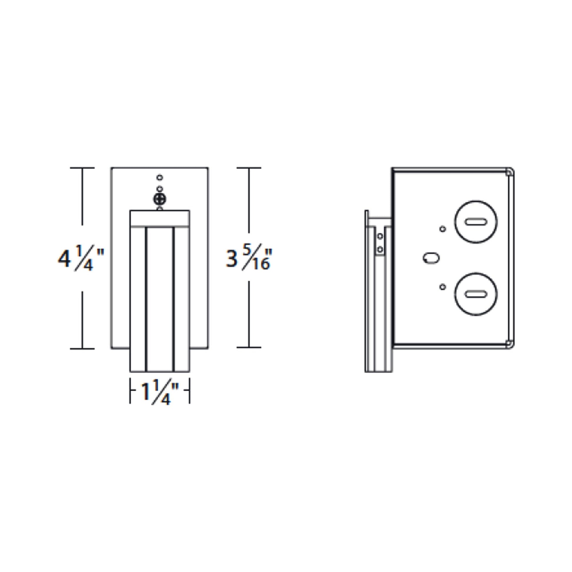 InvisiLED Recessed Mounted Trim Channel Wiring Box - line drawing.