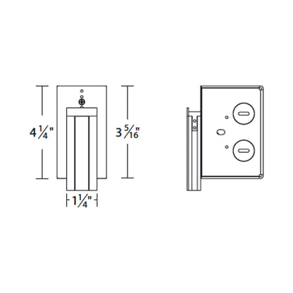 InvisiLED Recessed Mounted Trim Channel Wiring Box - line drawing.