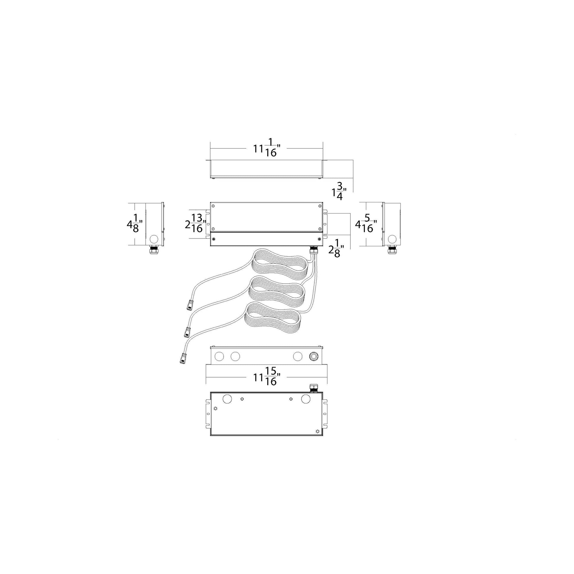 InvisiLED Remote Power Supply 3 X 96W - line drawing.