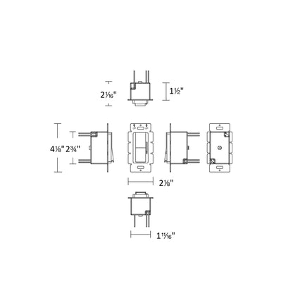 WAC Lighting LED Wall Mounted Driver and Dimmer - line drawing.
