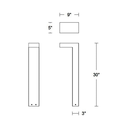 Ledge LED Path Light - line drawing.