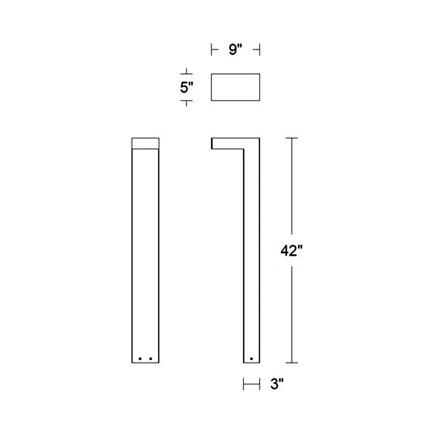 Ledge LED Path Light - line drawing.
