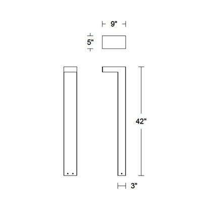 Ledge LED Path Light - line drawing.