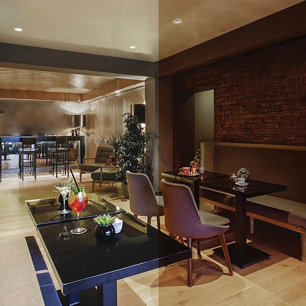 Ocular 3.0 Square Adjustable LED Recessed Trim in dining room.