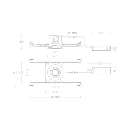 Ocularc 3.0 Dim-to-Warm Adjustable Round New Construction LED Downlight - line drawing.