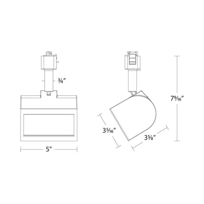 Ocularc 3020 LED Track Head - line drawing.