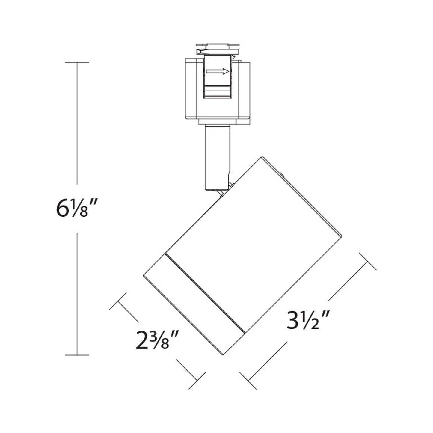 Ocularc 7012 LED Track Head - line drawing.