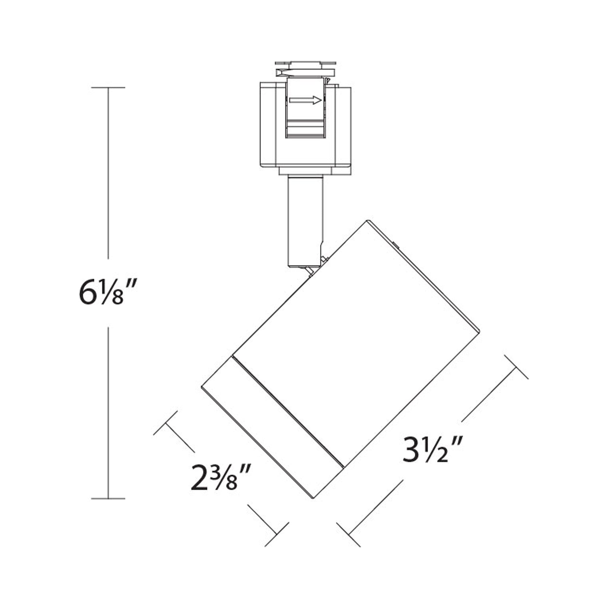 Ocularc 7012 LED Track Head - line drawing.