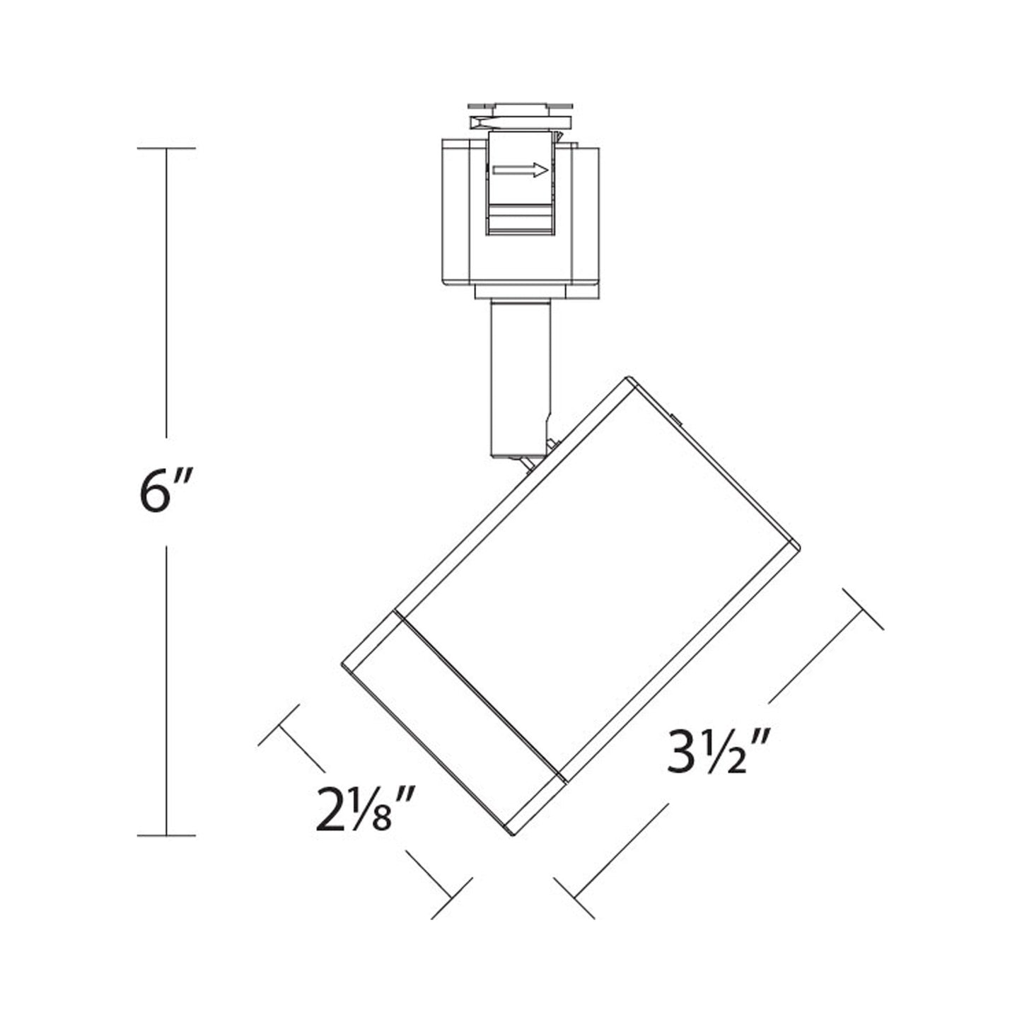 Ocularc 7013 LED Track Head - line drawing.