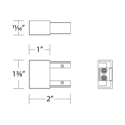 WAC Lighting Outdoor Track End Cap - line drawing.