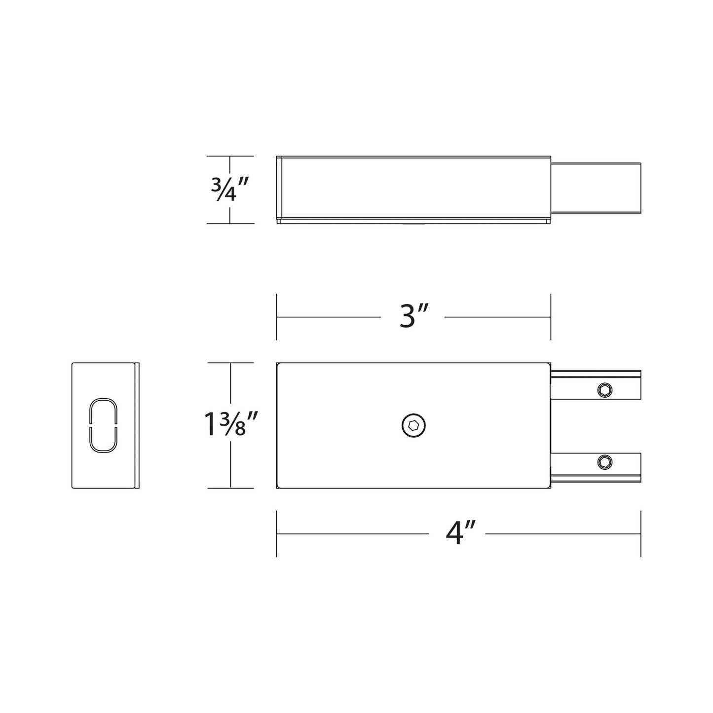 WAC Lighting Outdoor Track End Feed - line drawing.